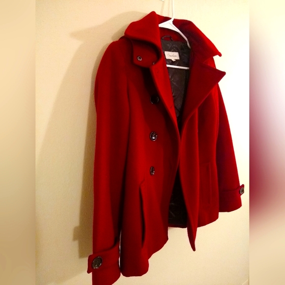 Calvin Klein Peacoat in Red Wool - Picture 1 of 4